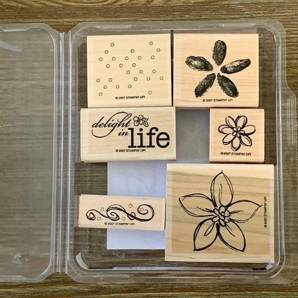 Stampin’ Up! Rubber Stamp Set Delight In Life Set of 6